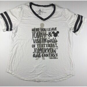 Disney Parks Walt Disney Quote Partners Statue Gray White V-Neck Women’s XL